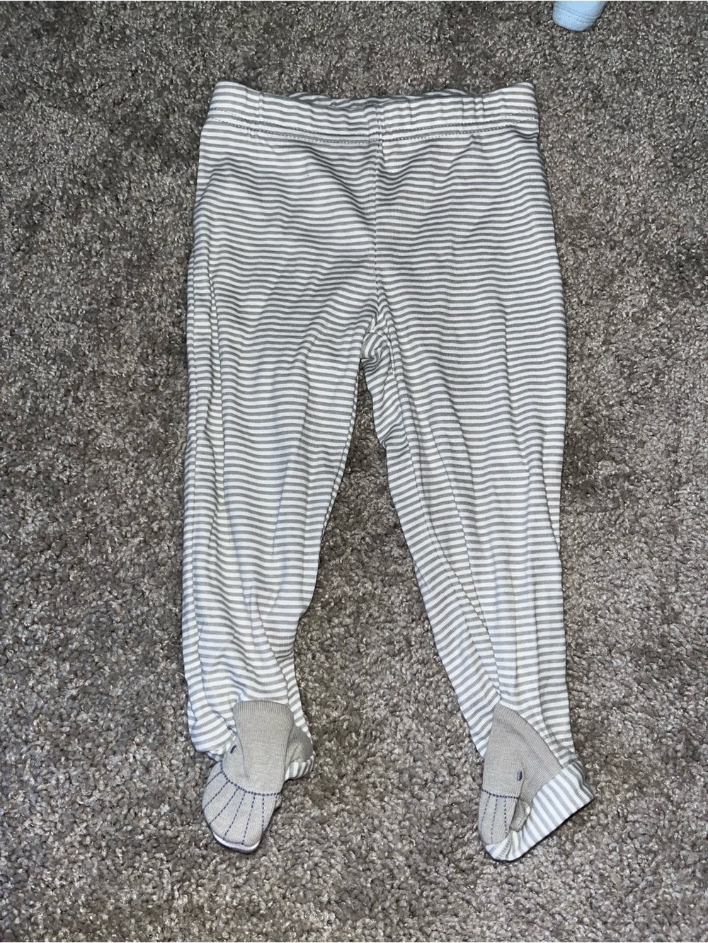 Striped White & Gray Footed Kids Leggings